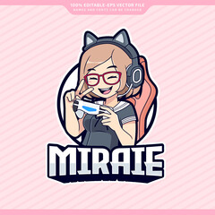 Cute gamer girl esport streamer logo mascot