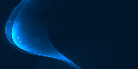 Wall Mural - glow curve line and bokeh circle glitter on dark blue abstract background.