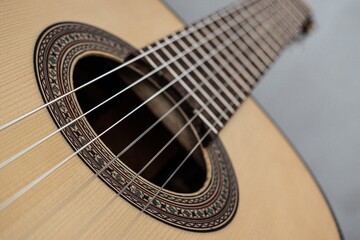 Sticker - Brand new, brown acoustic guitar with beautiful, colourful decorations