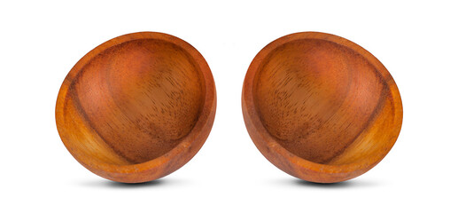 Wall Mural - Empty Wooden Bowl, isolated, top view