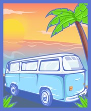 Tourist Bus On The Beach