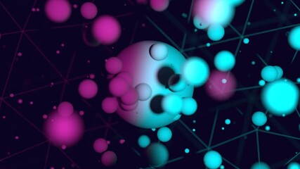Wall Mural - molecule and communication animated background. lines and dots. concept of medical, technology, chem