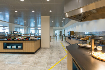 Interior of a self service restaurant in a big hotel