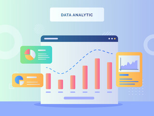 Wall Mural - data analytic concept chart on monitor computer background of piece pie chart with flat style