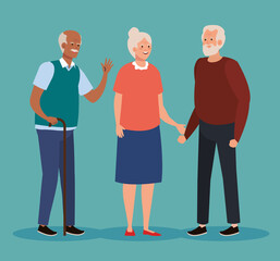 Wall Mural - group cute old people, grandparents smiling vector illustration design