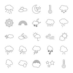 Poster - icon set of stars and weather, line style