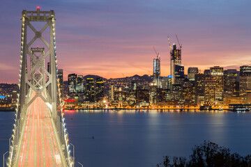 Wall Mural - Aerial view of San San Francisco Bay Bridge and waterfront. Treasure Island, San Francisco, California, USA.