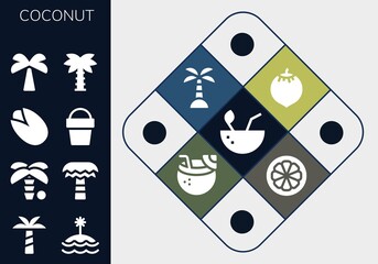 Wall Mural - coconut icon set