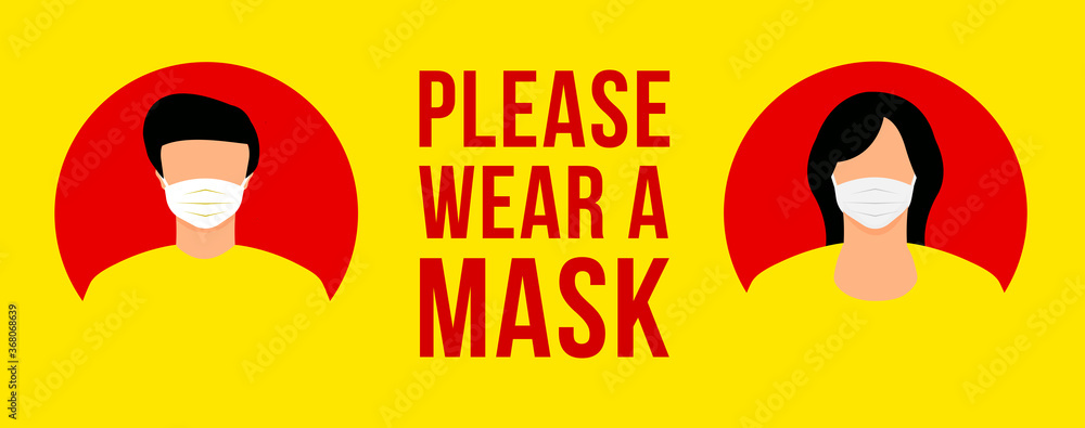 Wear Mask Line Please Wear A Mask Sign Banner, Vector Stock Vector | Adobe Stock