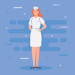 Wall Mural - nurse with uniform, female nurse, hospital worker vector illustration design