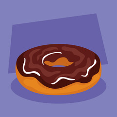 Sticker - delicious fresh sweet donut, pastry bakery concept vector illustration design