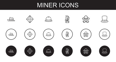 Wall Mural - miner icons set