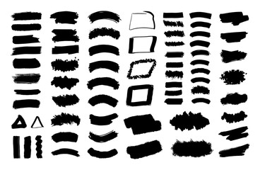 Wall Mural - black spots. collection of black paint, ink brush strokes, brushes, lines, grungy. vector set.