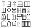 Window icon set. Vector symbol in outline flat style isolated on white background.