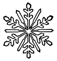 Sticker - Snowflake, vintage illustration.