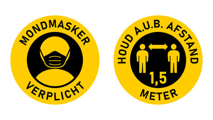 set of round sticker signs in dutch 