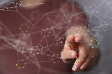 cloud binary code interface digital touch