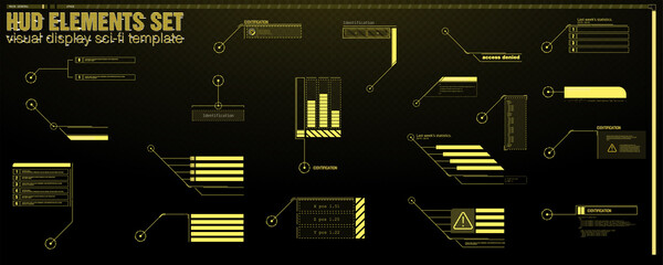 Information box bars and modern digital info frame layout templates. Good for game UI/UX. Vector Illustration A set of modern frames, callouts for user menu interface elements in futuristic HUD style.