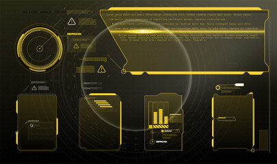 Wall Mural - Information box bars and modern digital info frame layout templates. Good for game UI/UX. Vector Illustration A set of modern frames, callouts for user menu interface elements in futuristic HUD style.