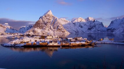 Wall Mural - beautiful morning in sakrisoy on norway lofotens islands