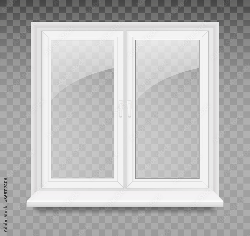 Vector illustration with white plastic window isolated on transparent ...