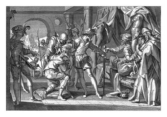 Wall Mural - Count William III of Holland orders the beheading of his bailiff, vintage illustration.