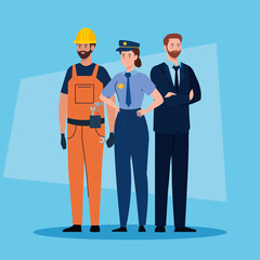 Wall Mural - group of people of different professions vector illustration design