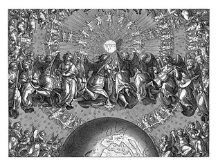 Wall Mural - God's answer to Job, Adriaen Collaert, after Jan van der Straet, 1587 - 1592, vintage illustration.