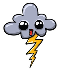 Sticker - Cloud with eyes, illustration, vector on white background