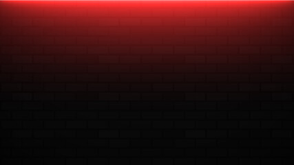empty brick wall with red neon light with copy space. lighting effect red color glow on brick wall b