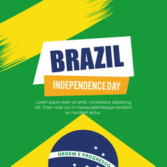 Wall Mural - banner of brazil independence celebration, with icons flag emblem decoration vector illustration design