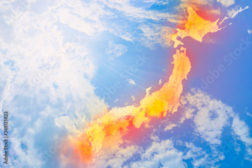日本の夏 猛暑 酷暑 異常気象 温暖化 天気予報のイメージ画像画像 青空背景 Kaufen Sie Diese Illustration Und Finden Sie Ahnliche Illustrationen Auf Adobe Stock Adobe Stock
