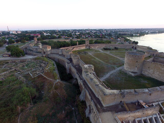 Wall Mural - View of the Akkerman fortress from the drone which is on the bank of the Dniester estuary, in Odessa region