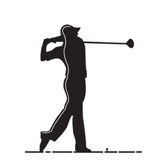 Sticker - silhouette of man playing golf