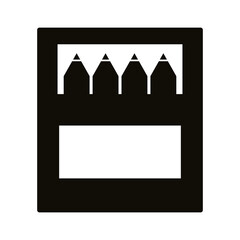 Sticker - pencils colors in box school supplies silhouette style icon