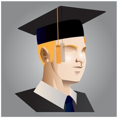 Sticker - man with graduation hat