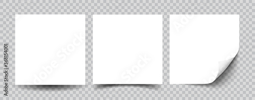 Cuadros en Lienzo Collection of white note papers with curled corner ready for your message