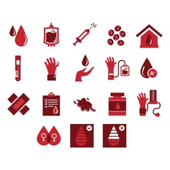 Sticker - set of blood donation icons