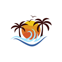 Wall Mural - Beach Logo Design Template