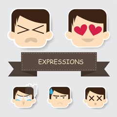 Sticker - boy with different expression