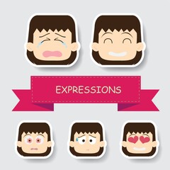 Sticker - girl with different expression