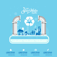 Wall Mural - Save Water Vector Concept Water is Life.