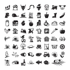 Canvas Print - farming icons set