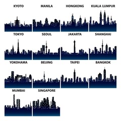 Poster - asian skyline silhouettes