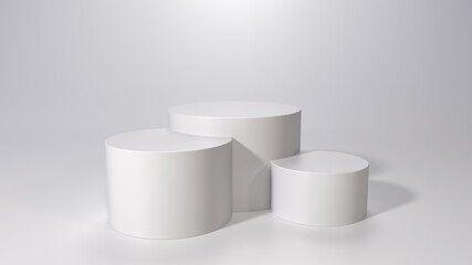 Wall Mural - Empty podium or pedestal display on white background with stand concept. Blank product shelf standing backdrop. 3D rendering