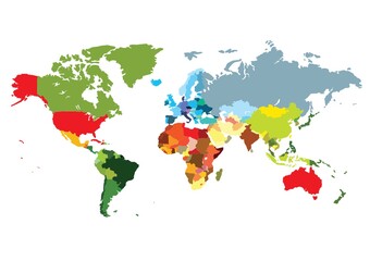 Poster - world map with colorful colors