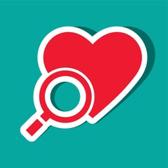 Sticker - heart with magnifying glass