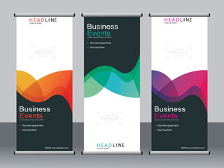 Wall Mural - business banner roll up set,standee banner template,modern banner.