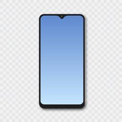 Realistic smartphone with blue gradient screen. Vector