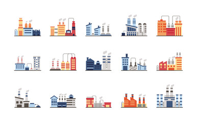 Poster - bundle of industry factory set icons